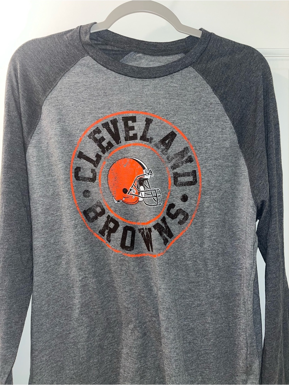 NWOT Cleveland Browns Gray & Dark Gray Color Way Shirt with Orange Helmet Logo